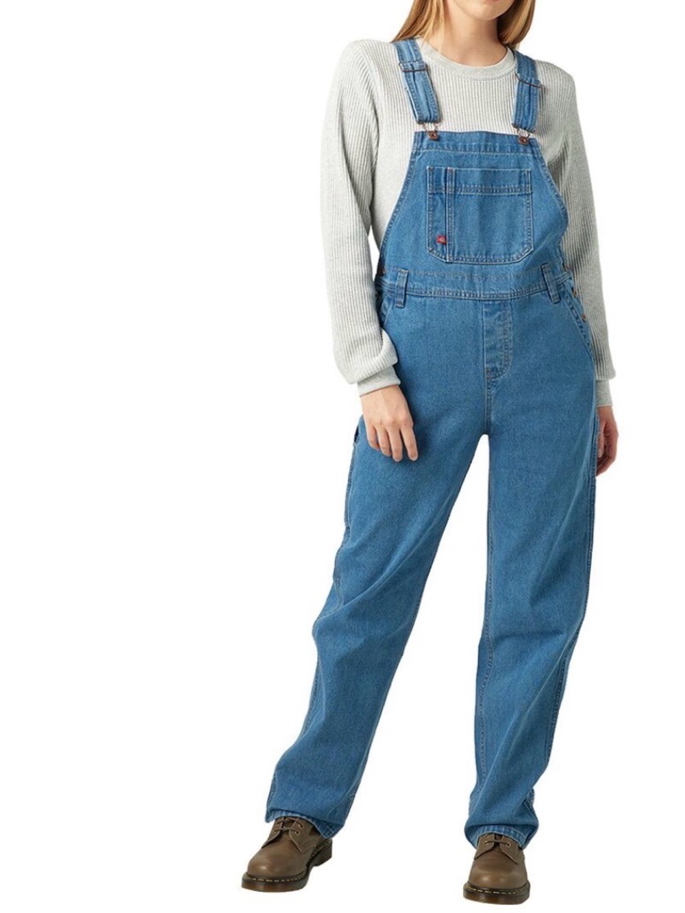 Dickies Women’s Boyfriend Bib Overall in Medium Wash